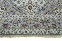 Full view of 2000s Kashan rug from Iran / Persia, 350 × 245 cm in Beige tones