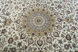 Central medallion detail of 2000s Kashan rug from Iran / Persia