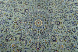 Central medallion detail of 2000s Kashan rug from Iran / Persia