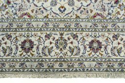 Full view of 2000s Kashan rug from Iran / Persia, 300 × 203 cm in Beige tones