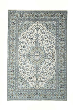 Full view of 2000s Kashan rug from Iran / Persia, 300 × 200 cm in Beige tones