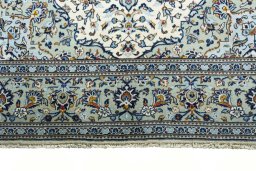 Full view of 2000s Kashan rug from Iran / Persia, 300 × 200 cm in Beige tones