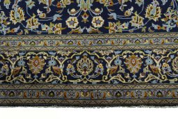 Full view of 2000s Kashan rug from Iran / Persia, 335 × 230 cm in Blue tones