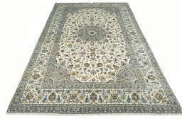 Surface texture of New Kashan rug with natural Cork and intricate pattern