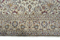 Full view of 2000s Kashan rug from Iran / Persia, 293 × 192 cm in Beige tones