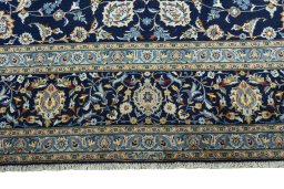 Full view of 2000s Kashan rug from Iran / Persia, 440 × 330 cm in Blue tones