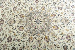 Central medallion detail of 2000s Kashan rug from Iran / Persia