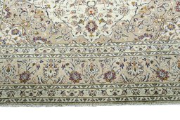 Full view of 2000s Kashan rug from Iran / Persia, 345 × 250 cm in Beige tones