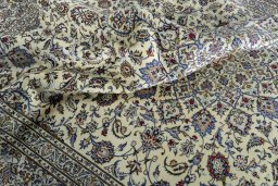 Surface texture of New Kashan rug with natural Wool and intricate pattern