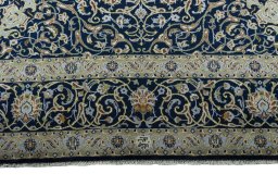 Full view of 2000s Kashan rug from Iran / Persia, 375 × 267 cm in Blue tones