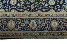 Full view of 2000s Kashan rug from Iran / Persia, 407 × 306 cm in Blue tones