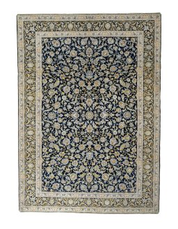 Full view of 2000s Kashan rug from Iran / Persia, 317 × 225 cm in Blue tones
