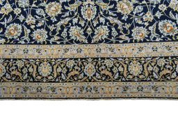 Full view of 2000s Kashan rug from Iran / Persia, 317 × 225 cm in Blue tones