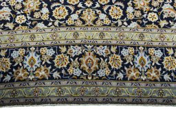 Full view of 2000s Kashan rug from Iran / Persia, 435 × 305 cm in Blue tones