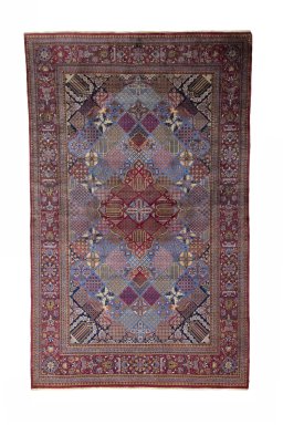 Full view of 1930s Kashan rug from Iran / Persia, 211 × 131 cm in Blue tones