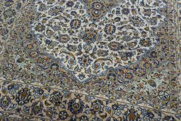 Close-up detail of 2000s Kashan rug from Iran / Persia showing Cork weave