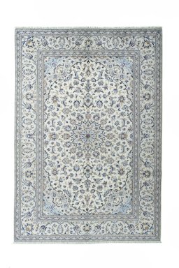 Full view of 2000s Kashan rug from Iran / Persia, 293 × 204 cm in Beige tones