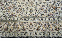 Full view of 2000s Kashan rug from Iran / Persia, 343 × 240 cm in Beige tones