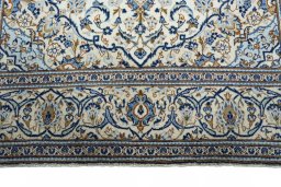 Full view of 2000s Kashan rug from Iran / Persia, 300 × 197 cm in Beige tones