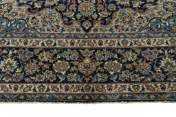 Full view of 2000s Kashan rug from Iran / Persia, 400 × 300 cm in Blue tones