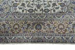 Full view of 2000s Kashan rug from Iran / Persia, 400 × 285 cm in Beige tones
