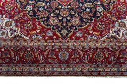 Full view of New Kashan rug from Iran / Persia, 340 × 247 cm in Blue tones
