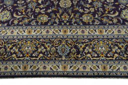 Full view of 2000s Kashan rug from Iran / Persia, 400 × 303 cm in Blue tones