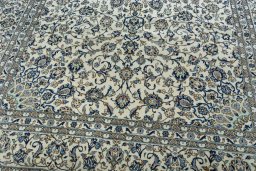 Close-up detail of 2000s Kashan rug from Iran / Persia showing Wool weave