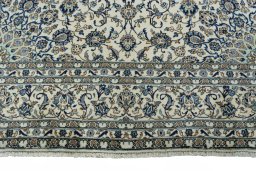 Full view of 2000s Kashan rug from Iran / Persia, 360 × 247 cm in Beige tones