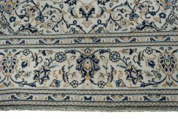 Full view of 2000s Kashan rug from Iran / Persia, 297 × 200 cm in Beige tones