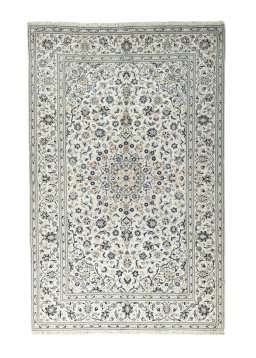 Full view of 2000s Kashan rug from Iran / Persia, 304 × 195 cm in Beige tones