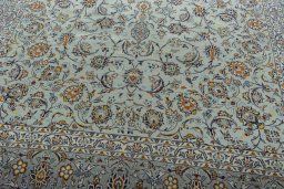 Close-up detail of 2000s Kashan rug from Iran / Persia showing Wool weave