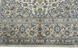 Full view of 2000s Kashan rug from Iran / Persia, 297 × 203 cm in Beige tones