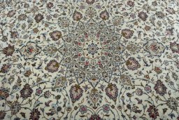 Central medallion detail of 2000s Kashan rug from Iran / Persia