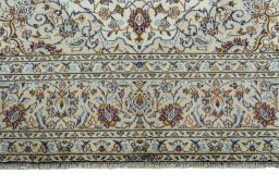 Full view of 2000s Kashan rug from Iran / Persia, 340 × 245 cm in Beige tones