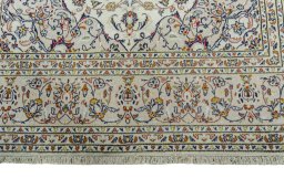 Full view of 2000s Kashan rug from Iran / Persia, 286 × 195 cm in Beige tones