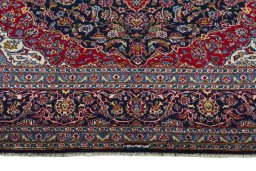 Full view of 2000s Kashan rug from Iran / Persia, 355 × 274 cm in Blue tones