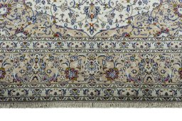 Full view of 2000s Kashan rug from Iran / Persia, 400 × 295 cm in Beige tones