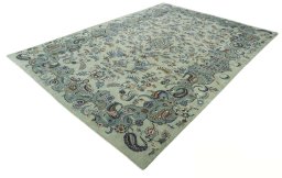 Corner detail of 2000s Kashan rug showing border pattern and Wool pile