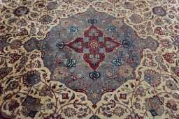 Central medallion detail of 1930s Kashan rug from Iran / Persia