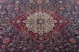 Central medallion detail of 1930s Kashan rug from Iran / Persia