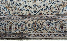 Full view of 2000s Kashan rug from Iran / Persia, 294 × 200 cm in Beige tones