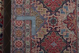 Close-up detail of 1950s Kashan rug from Iran / Persia showing Wool weave