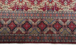 Central medallion detail of 1950s Kashan rug from Iran / Persia