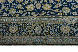 Full view of 2000s Kashan rug from Iran / Persia, 417 × 300 cm in Blue tones