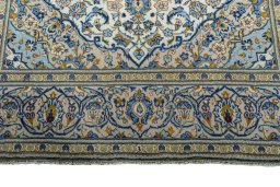Full view of 2000s Kashan rug from Iran / Persia, 300 × 200 cm in Beige tones
