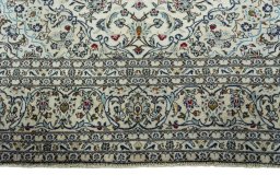 Full view of 2000s Kashan rug from Iran / Persia, 346 × 245 cm in Beige tones