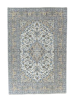 Full view of 2000s Kashan rug from Iran / Persia, 361 × 250 cm in Beige tones