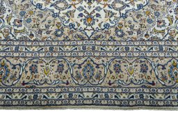 Full view of 2000s Kashan rug from Iran / Persia, 361 × 250 cm in Beige tones