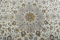 Central medallion detail of 2000s Kashan rug from Iran / Persia